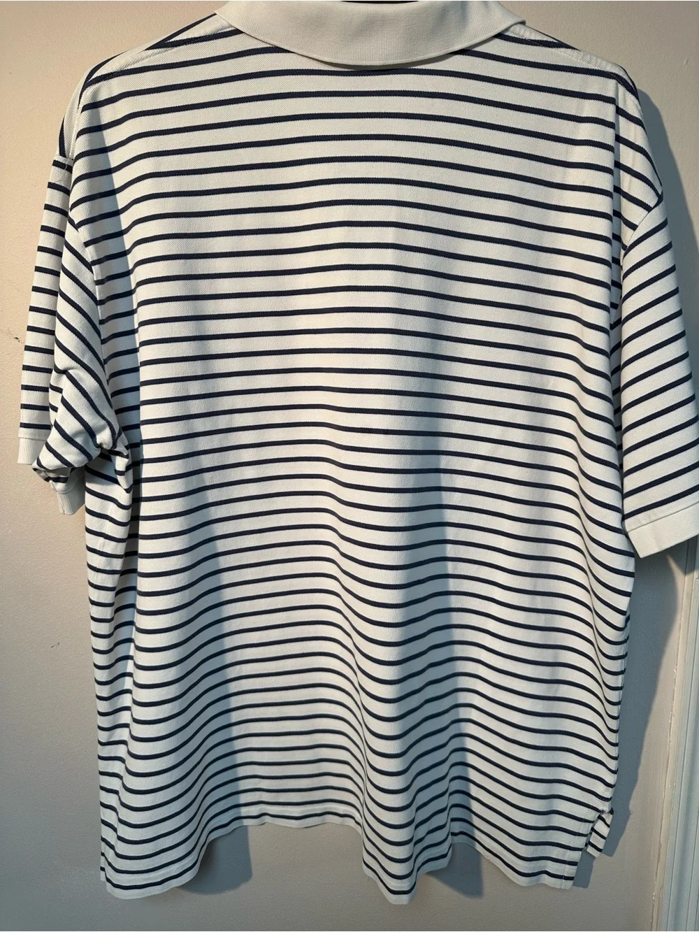 Ralph Lauren White Polo with Navy Stripes and Red Logo